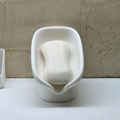 support savon blanc moderne asymétrique bec verseur adhésif salle bain cuisine