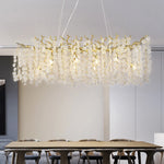 Suspension lumineuse moderne or blanc feuilles dorées 100cm 120cm 150cm 180cm led élégante