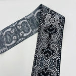 ruban polyester largeur 5cm motifs fleurs broderies couleurs noir bleu vert orange élégant rideaux
