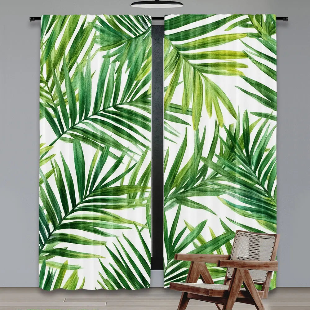 rideau vert feuilles palmier moderne 100 polyester 75x166cm 105x230cm 130x210cm chambre salon