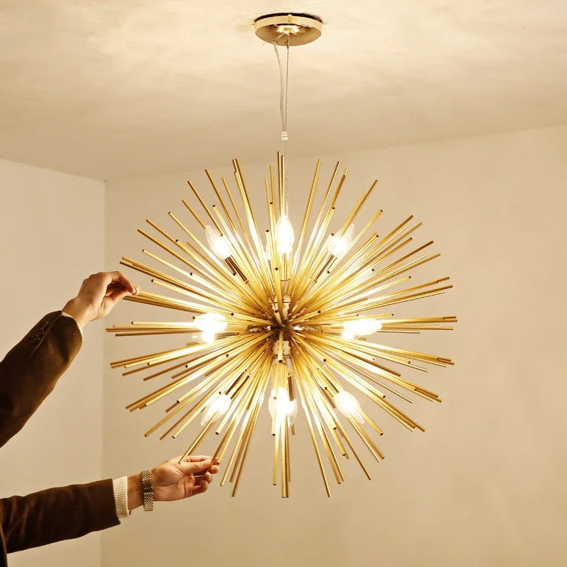 suspension lumineuse or moderne branches radiales ampoules incluses 55cm 65cm 70cm
