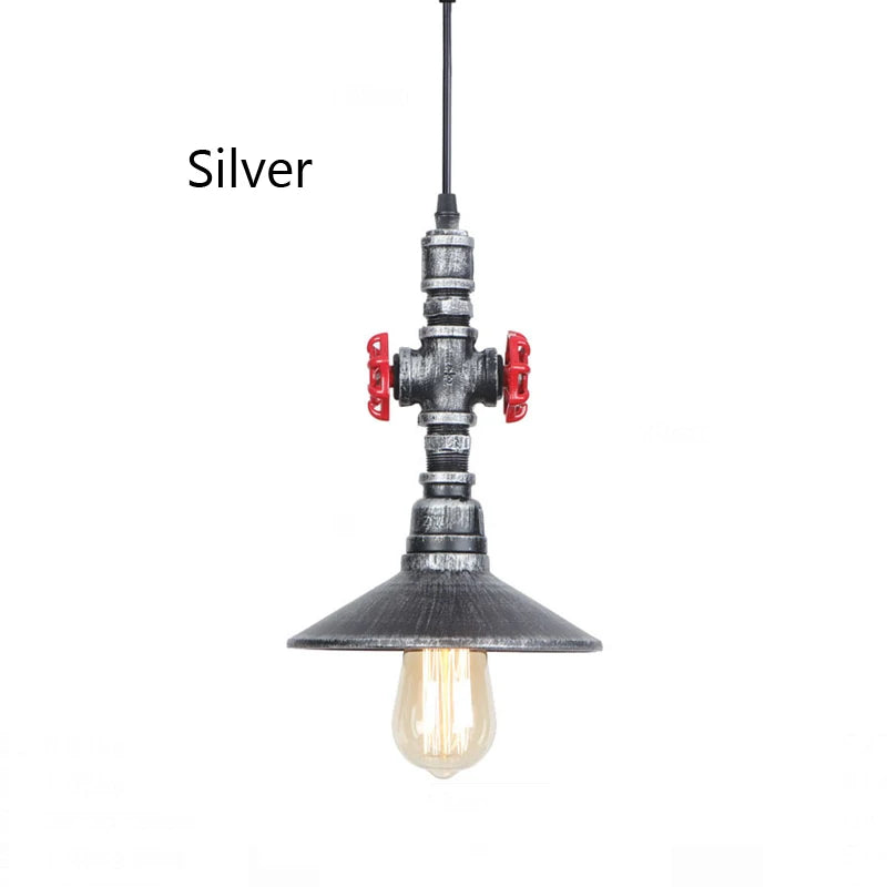 lampe suspendue industrielle vintage métal vieilli noir rouge doré câble fixe éclairage chambre salonhôtel