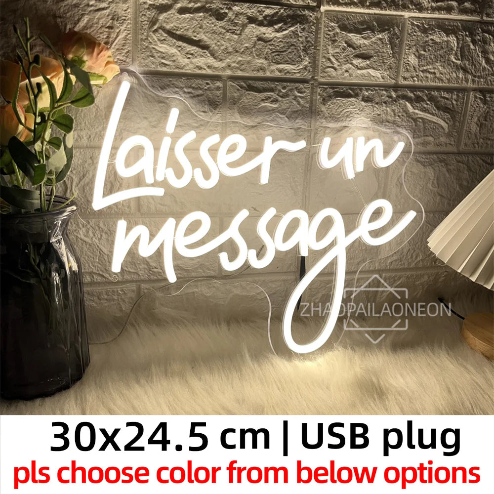 décoration murale néon sign blanc lettres stylisées moderne minimaliste lumière usb chambre