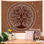 tapisserie bohème mandala motifs floraux marron orange beige douce chambre coucher