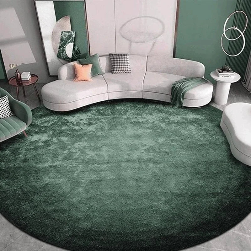 tapis rond vert foncé peluche douce moderne salon chambre extérieur salle bain 80x80cm 120x120cm