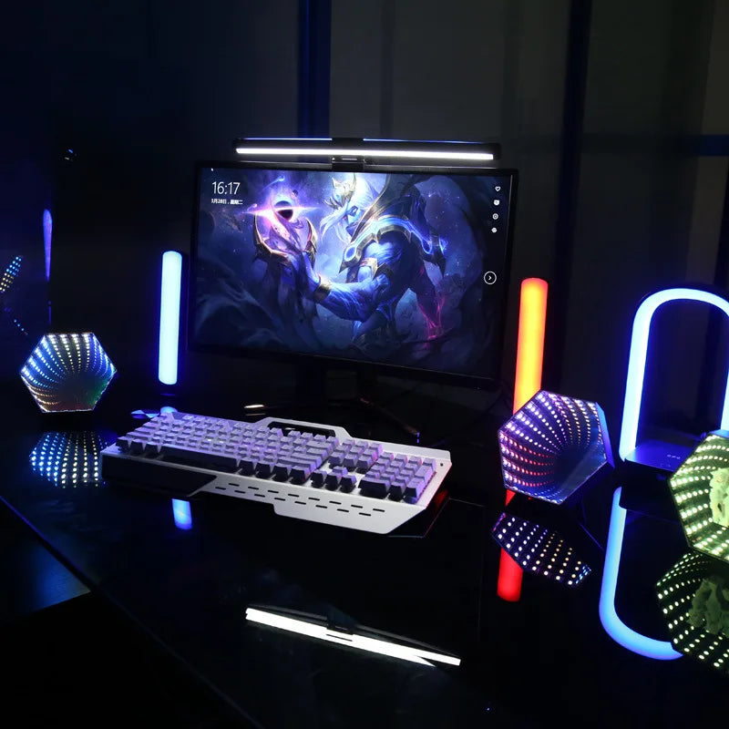 lampe decorative led rgb hexagonale miroir effet 3d moderne chambre coucher télécommande effets lumineux