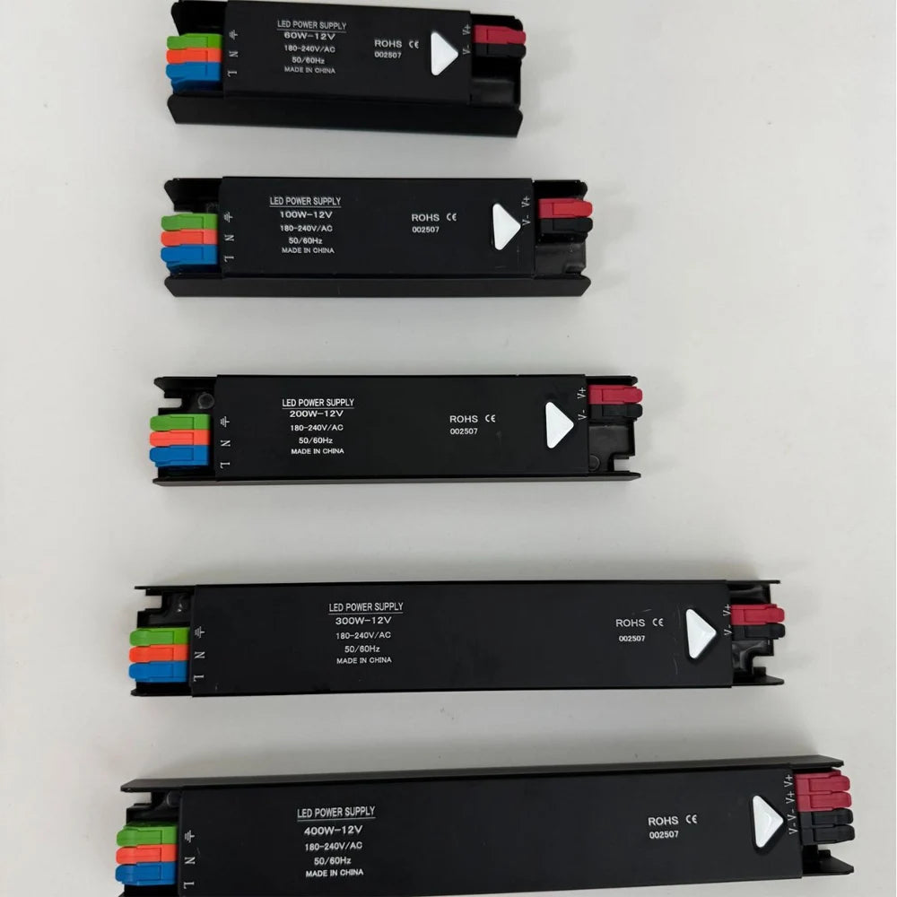 alimentation led 12v 24v 60w 100w 200w 300w 400w noir transformateur d'éclairage safe moderne