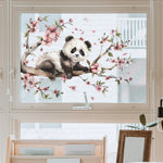 sticker mural panda fleurs illustration auto adhésif résistant eau chambre enfant décoration maison