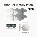 miroir hexagonal moderne blanc géométrique 10 pièces adhésif auto collantintérieur décoration artísticopaque