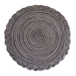 tapis table tissé géométrique bleu beige gris rustique 18cm 30cm 38cm