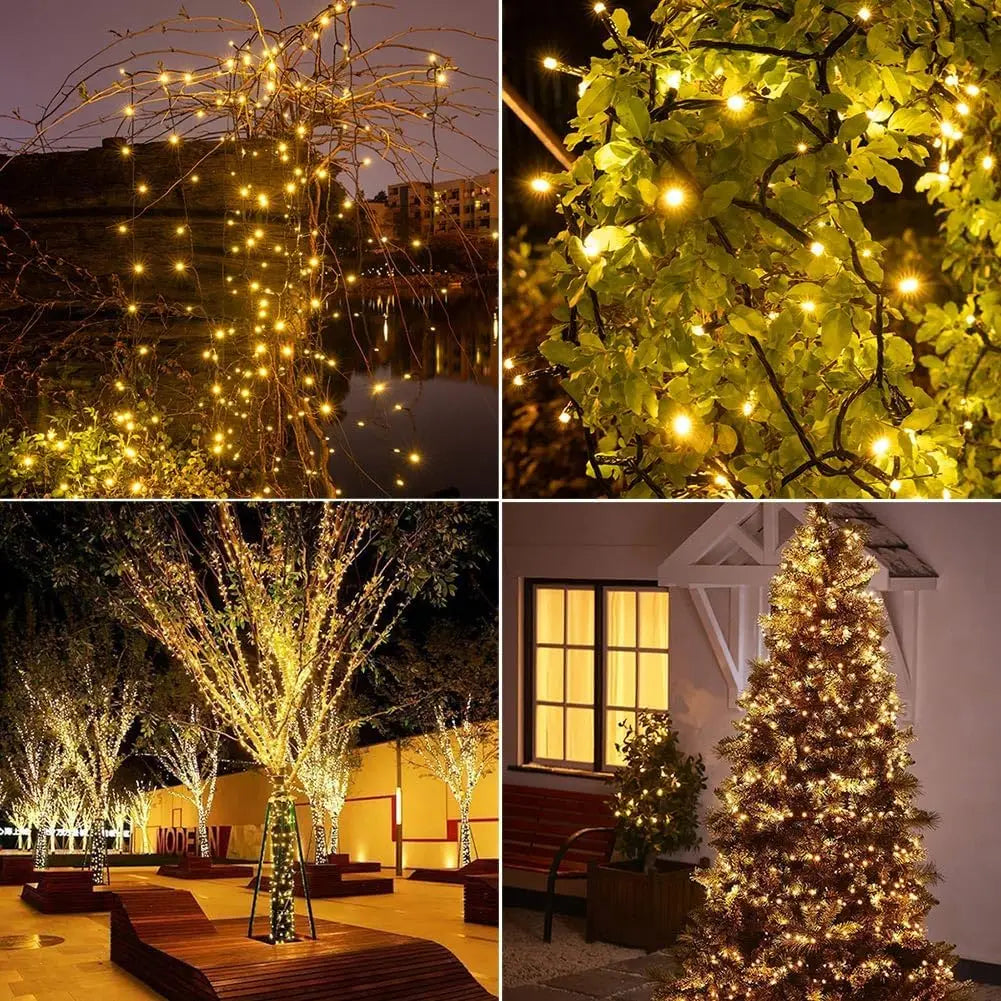 guirlande lumineuse solaire 100 led blanc moderne extérieure ip65 autoinstallation festive décors