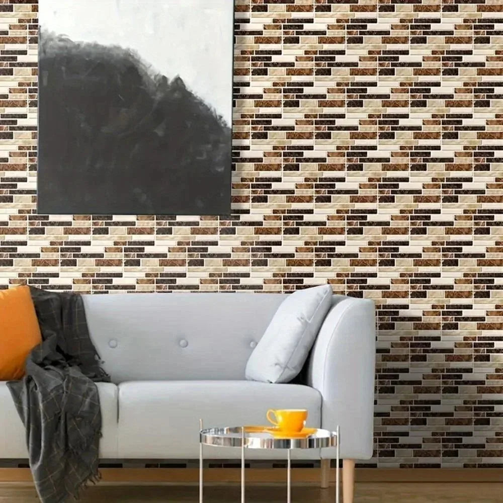 panneaux decoratifs murals marron moderne adhésifs resistant l'eau texture brique 25 pieces
