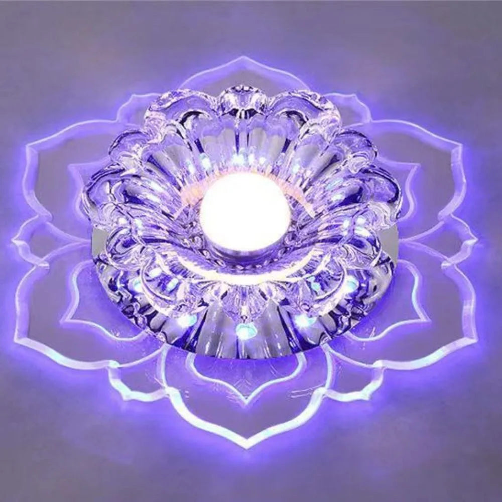 plafonnier led fleur crystal moderne élégant transparent blanc doré chambre salle manger