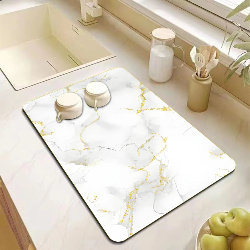 tapis cuisine moderne blanc gris marbre antidérapant rapide élégant 20cm 30cm 40cm 60cm