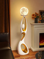 figurine sculpturale abstraite résine deco moderne intérieur lampe lune texture rugueuse artistique moderne