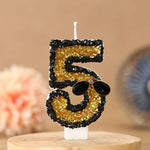 bougies forme chiffres paillettes dorées or noir festives anniversaires tringles