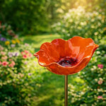 bassin oiseaux rouge moderne floral tringle métalliqueextérieur décoration jardin résistant rouille