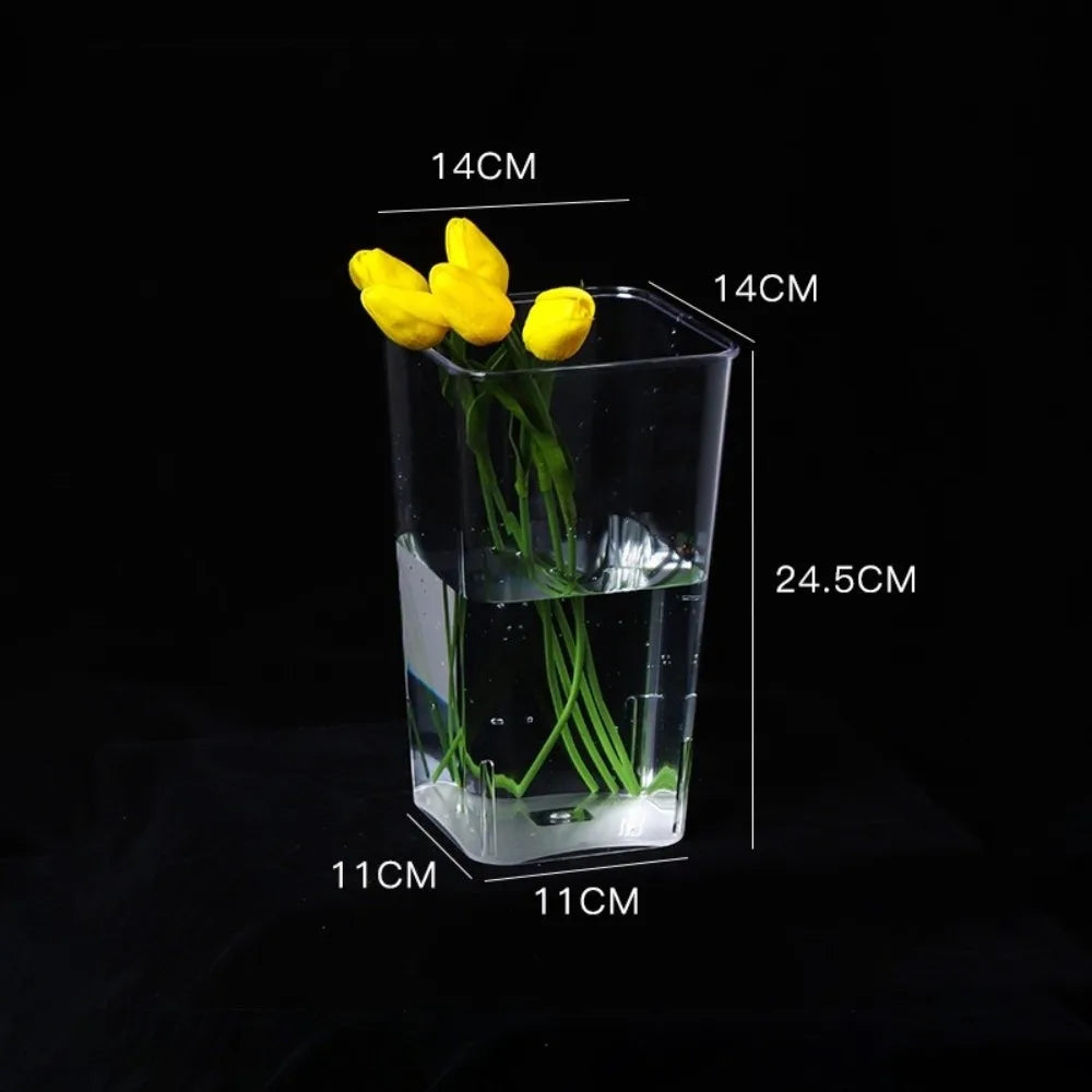 vases modernes transparents rectangulaires lisses intérieur décoration arrangement floral table
