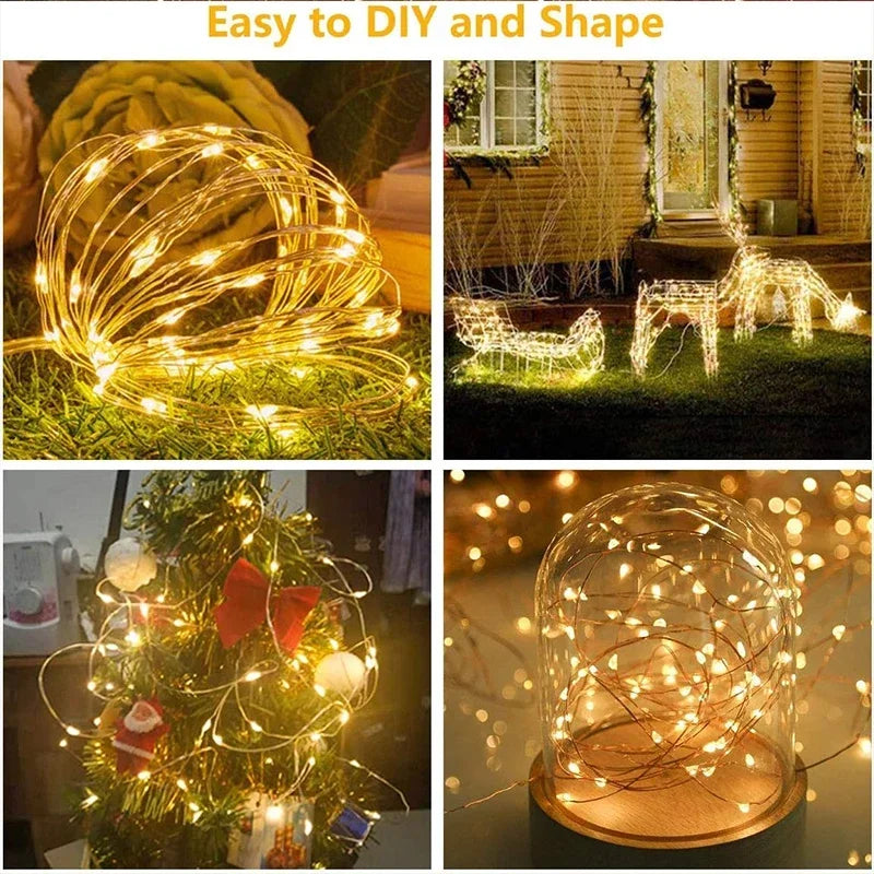 guirlande lumineuse led blanc chaud étoiles moderne 3m 100led modes usb alimentation