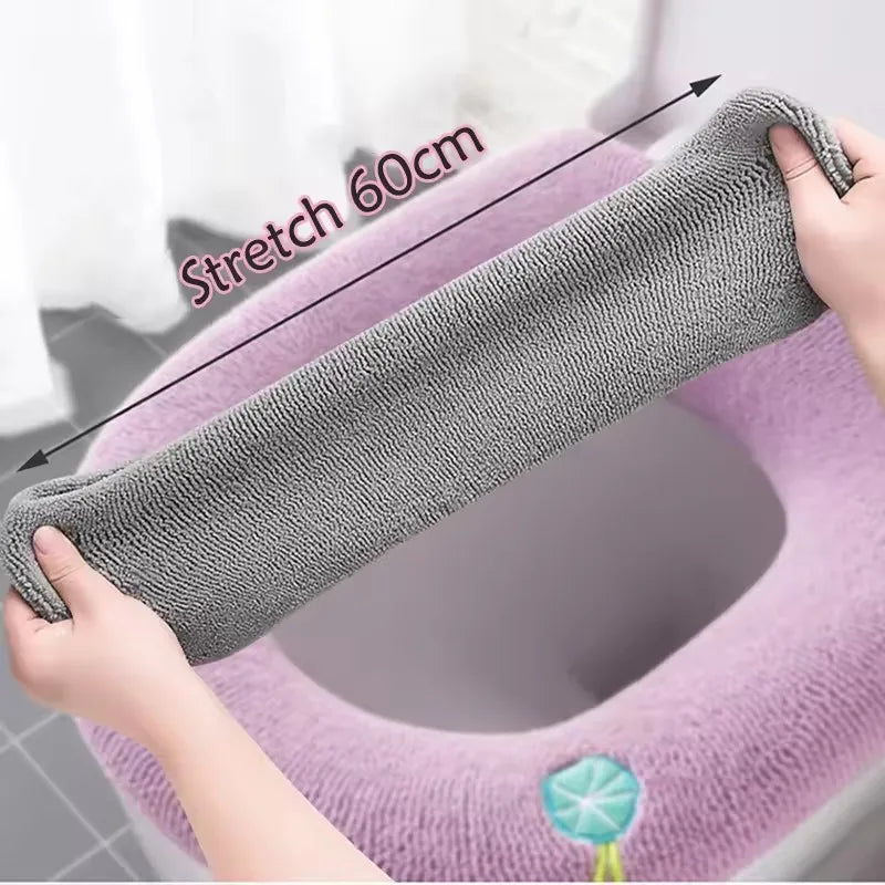 protège siege toilette gris texture duveteuse motif nuage cordon moderne salle bain douillet chaud