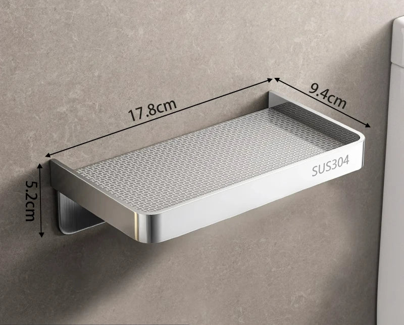 étagère murale moderne étagère métal argenté grille perforations salle bains rangement toilettessupport mural non