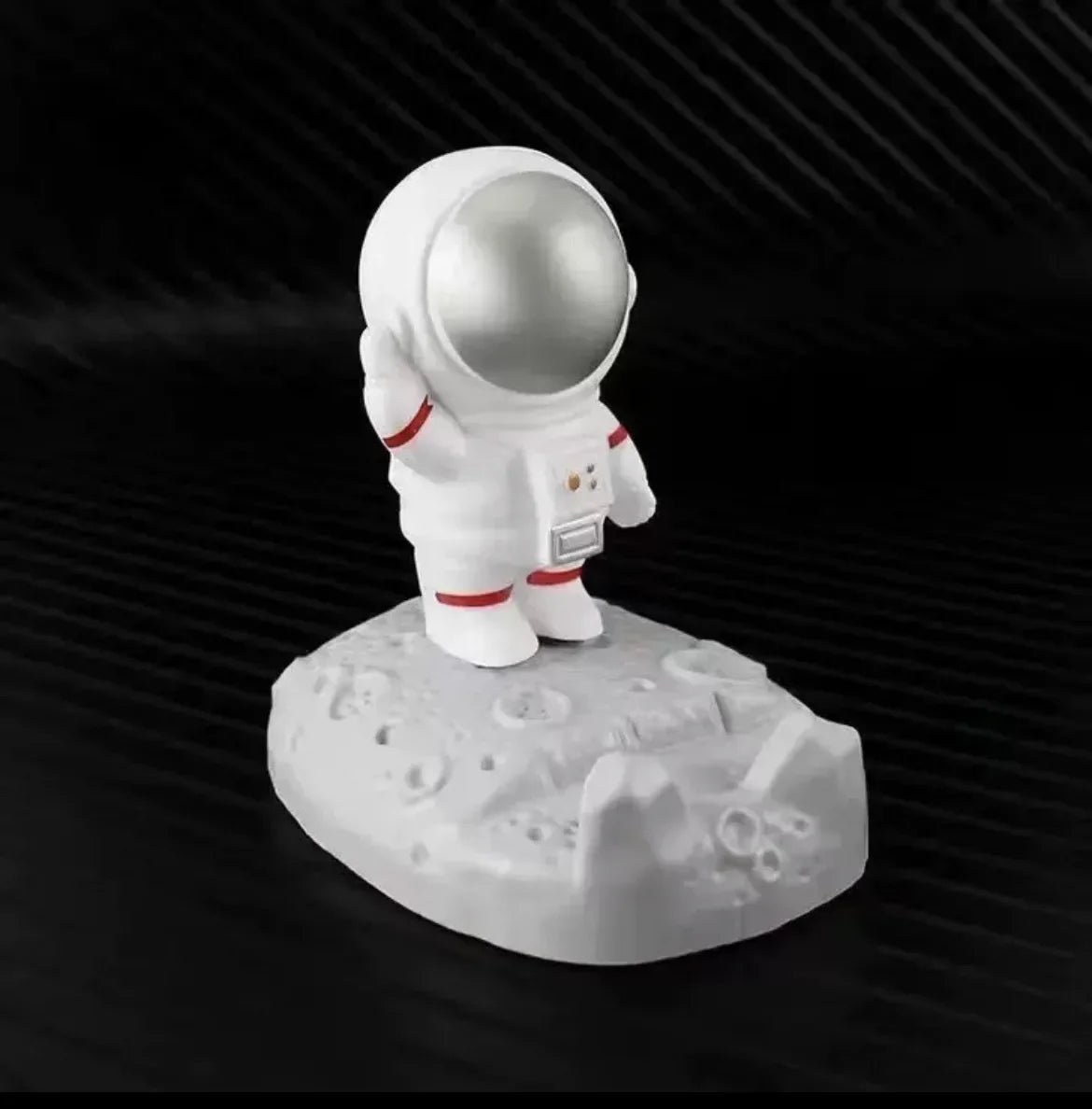 support téléphone portable astronautes décoration résine hand painted blanc gris doré argente