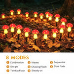 lampe solaire champignon rouge blanche lumineuse moderne extérieure jardin décoration points blancs chapeau