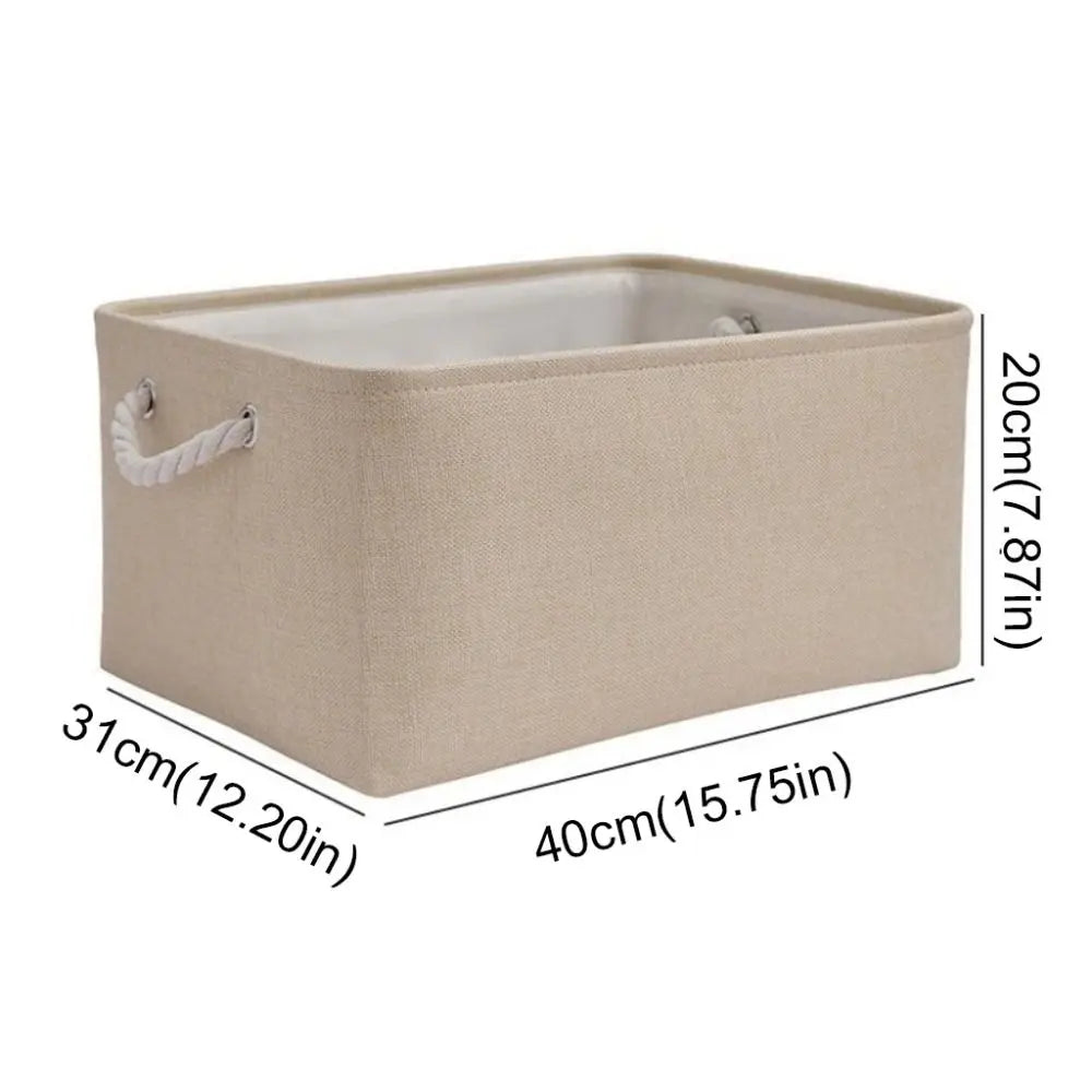 boîte rangement toile lin beige clair poignées corde réutilisable moderne respectueux environnement articles divers