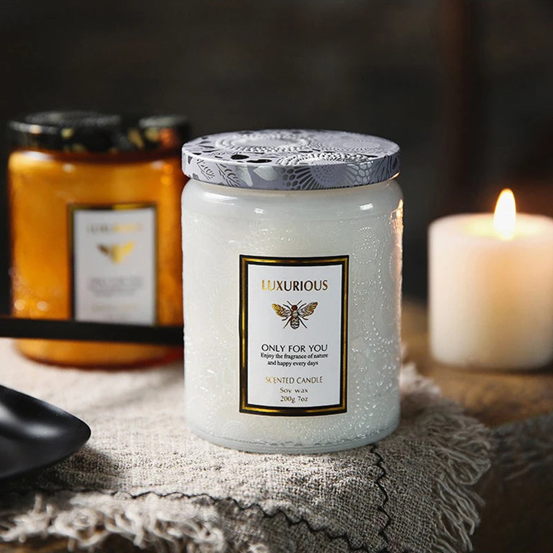 bougies parfumées soja aromathérapie gris métallisé dentelle élégantes decoration maison sérénité Baltic Amber Misty