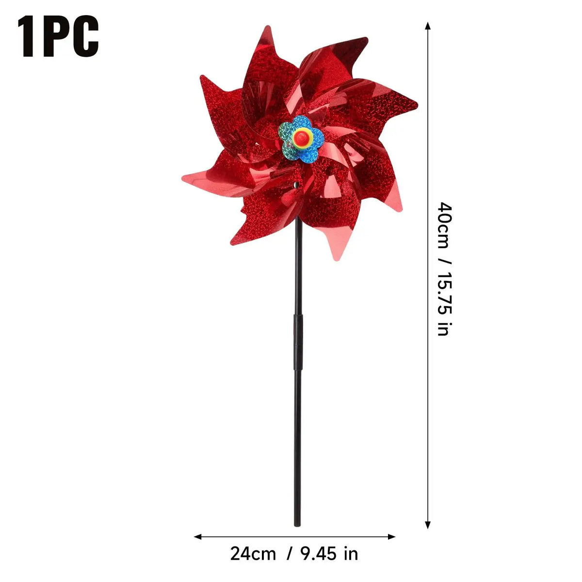éolienne décorative rouge blanche glitter moderne oiseau répulsif jardin extérieur bleu fleuri