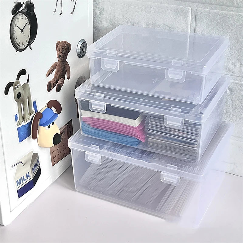boîtes rangement transparentes clips cartes photos papiers organisation moderne pratique
