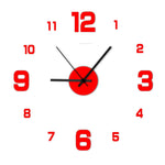 horloge murale moderne minimaliste couleur noir rouge salon décoration murale aiguille numérique acrylique fixations