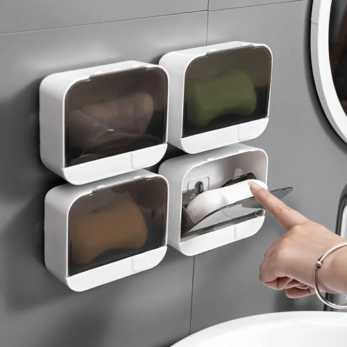 porte savon mural adhésif blanc moderne rangement salle bain minimaliste mat opacité