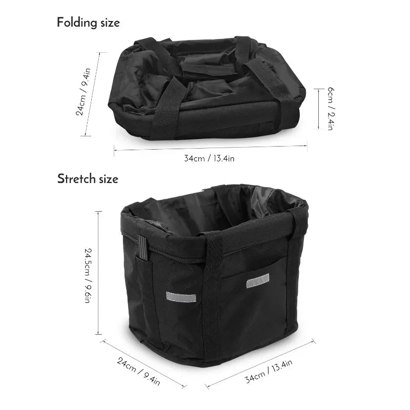panier vélo utilitaire noir tissu oxford toile réfléchissante fixe guidon sportif transporte chien