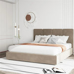 lit moderne bois vert olive velours 150cm 180cm oreillers draps