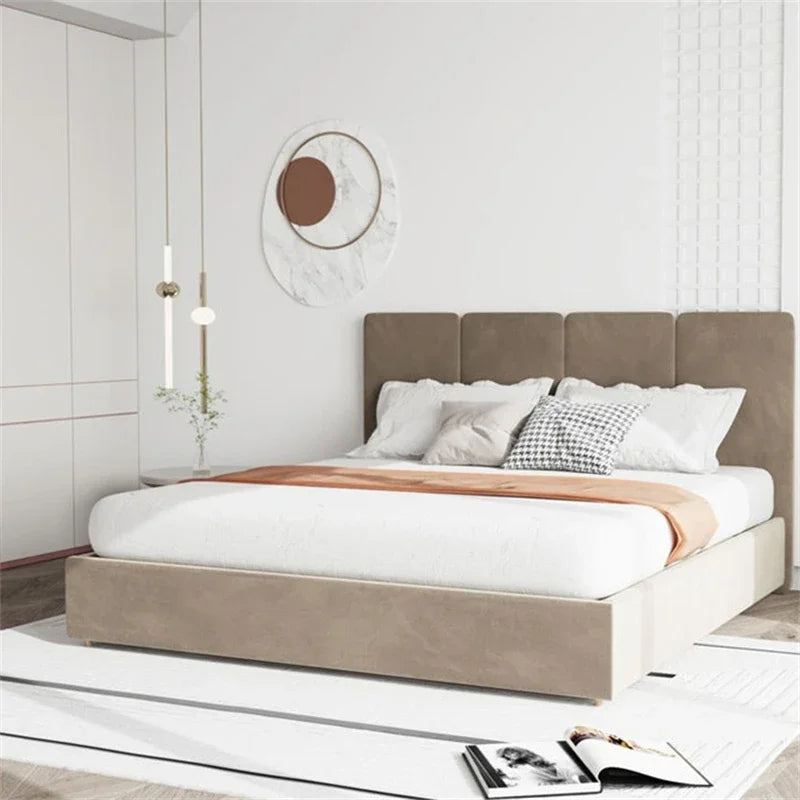 lit moderne bois vert olive velours 150cm 180cm oreillers draps