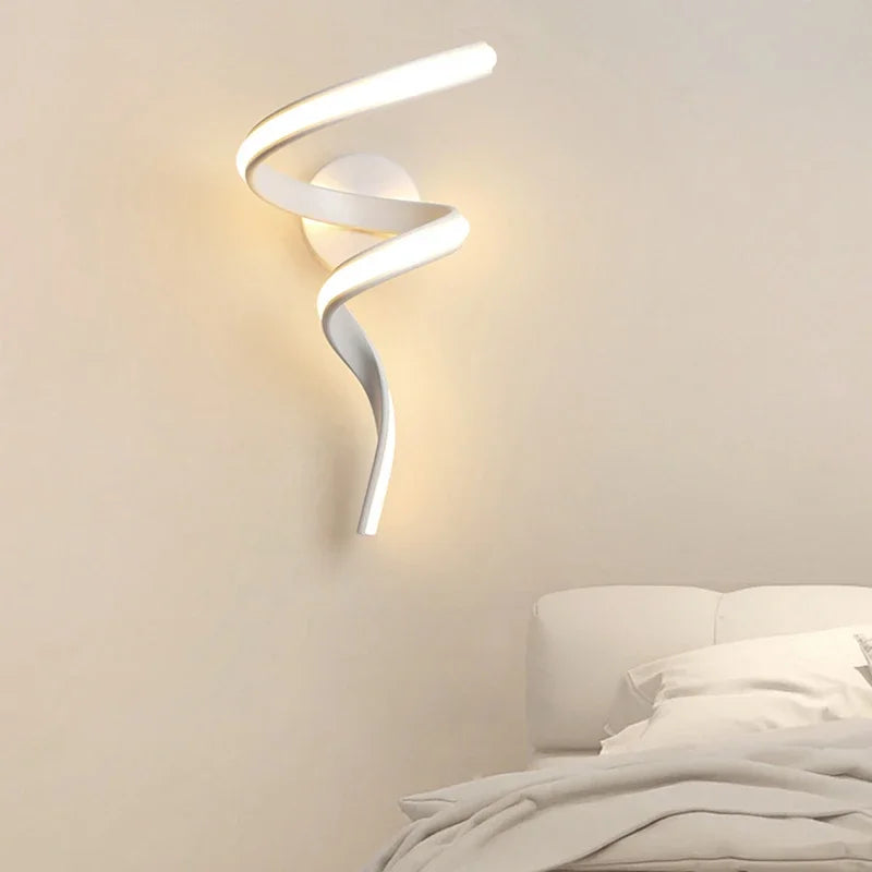 lampe murale moderne spirale blanc adhésif éclairage quotidien led rechargeable flux lumineux