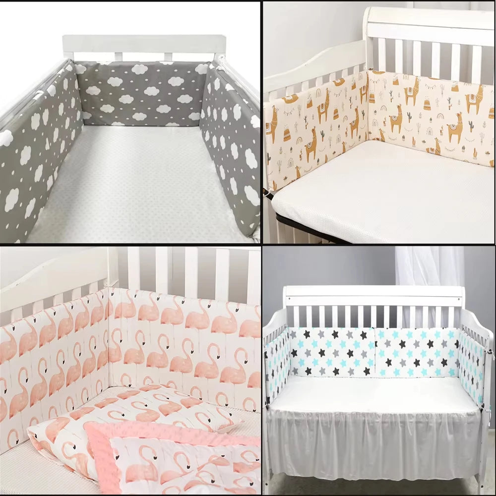 barrière lit bébé gris rose blanc bleu flamants roses licornes étoiles géométriques floraux