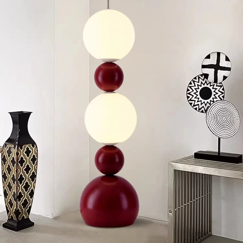 lampe sol moderne led rouge blanche noire sphères minimalistesintérieur décoration chambre salon
