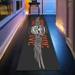 tapis crâne ailes born to ride graphique noir blanc orange imperméable antidérapant polyvinyle polyester