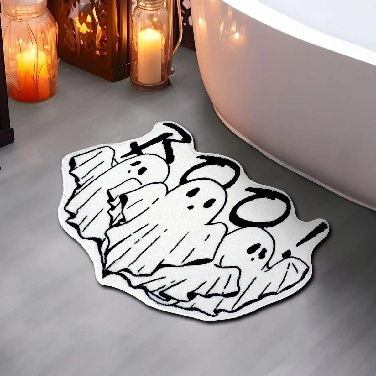 tapis halloween citrouille fantôme crâne toile d'araignée orange noir blanc maison fantaisie extérieur prière