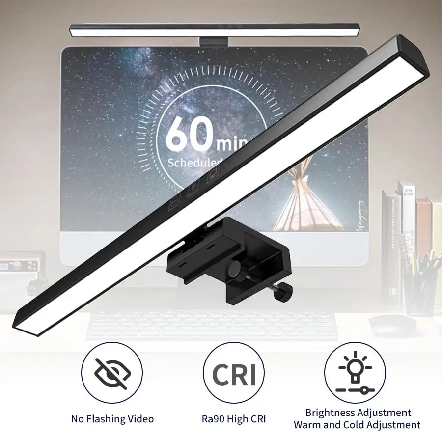 lampe led noir moderne clip réglable 33cm 50cm usb alimentée toucher interrupteur