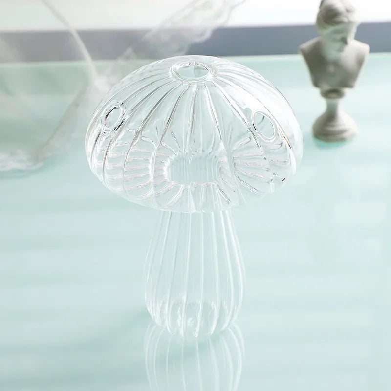vases champignons transparents couleurs or bleu rose vert rouge jaunes moderne minimaliste