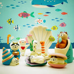 jouets résine forme chats blanc beige bleu rose vert orange cartoon mignon coeurs poissons