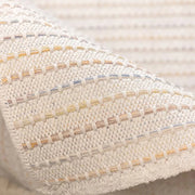 tapis coton tissé main beige blanc motif rayé bohème minimaliste salon chambre 200x300 cm