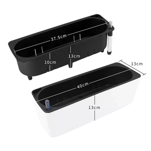 jardinière rectangulaire autoarrosante indicateur niveau eau moderne plante verte intérieurextérieur blanc noir