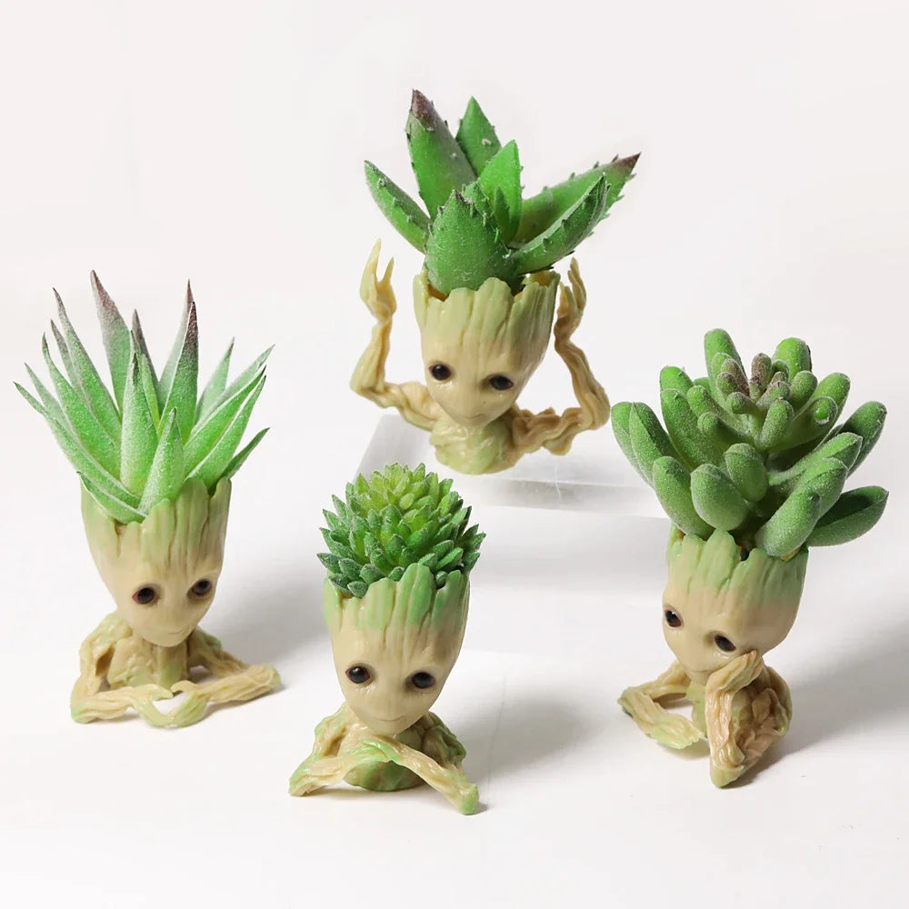 cache pot groot résine vert clair figurine gardiens galaxie décoration maison plante artificielle créatif