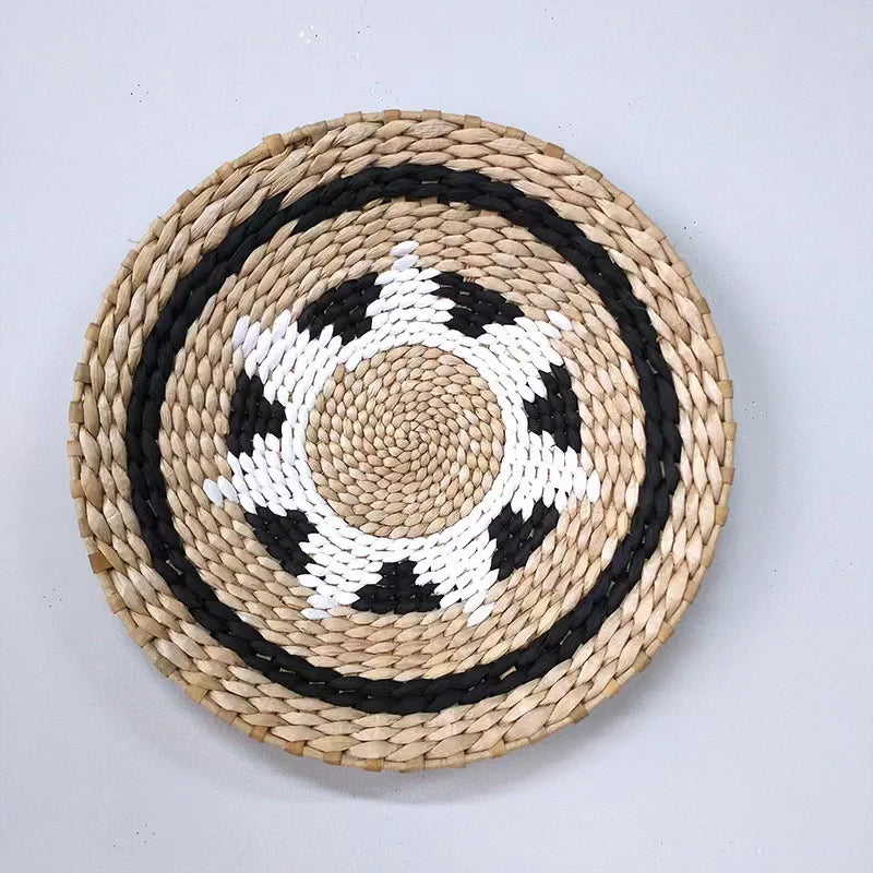 assiette décorative ethnique boho chic motif zigzag couleur naturelle mur cuisine salon maison rustique