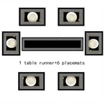 sets table géométriques noirs blancs moderne nappe table runner élégant motifs grecs imperméable résistantextérieur