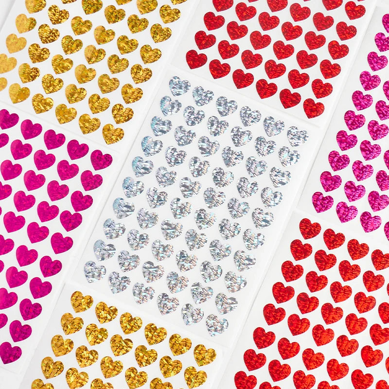 sticker forme cœur glitter rouge doré argenté adhésif décoration agenda st valentin festif brilanten